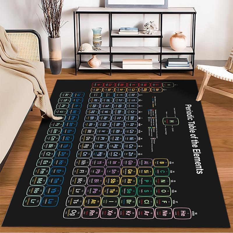 Modern Periodic Table of Elements Rug Suitable for use as an anti-slip game mat for living room and bedroom sofas