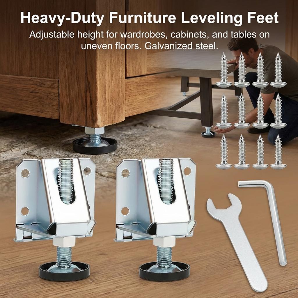 Adjustable Furniture Feet Leveling Pads for Cabinets Desks with Anti Slip Base