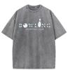 Unisexs  Summer Washed Vintage Short Sleeve g  Pure Cotton LooseFitting Bowling Pattern TShirt