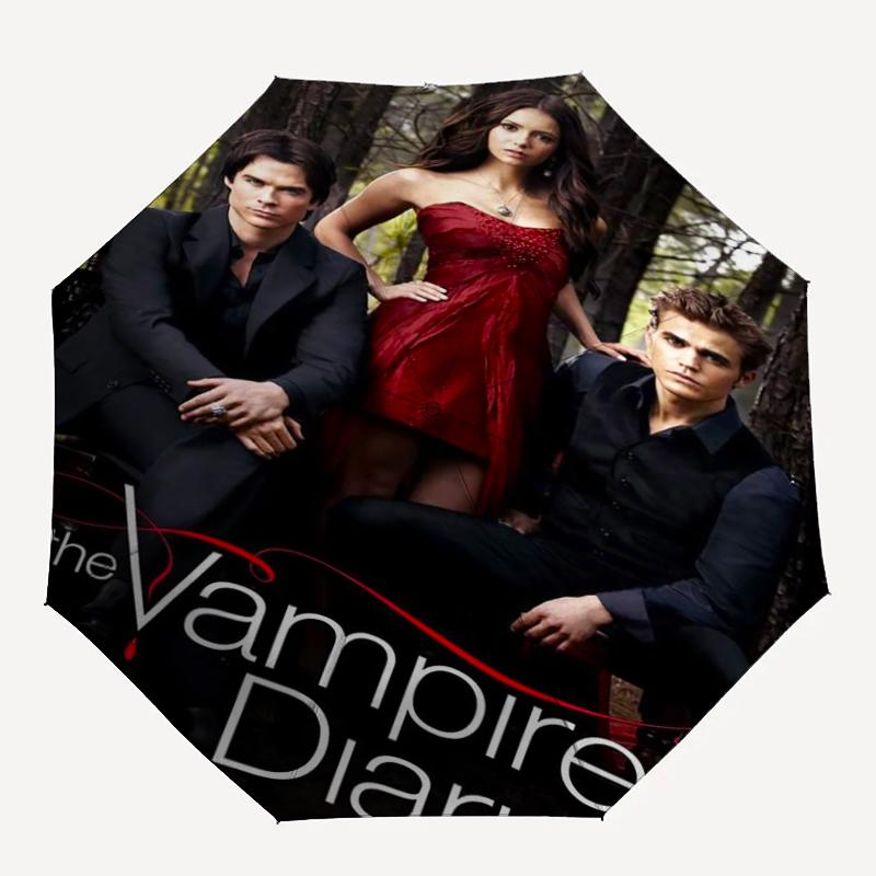 Vampire Diaries Theme Automatic Umbrella, Lightweight & Portable, 8 Rib, Perfect for Outdoor Travel, Birthdays, Christmas, Gifts.