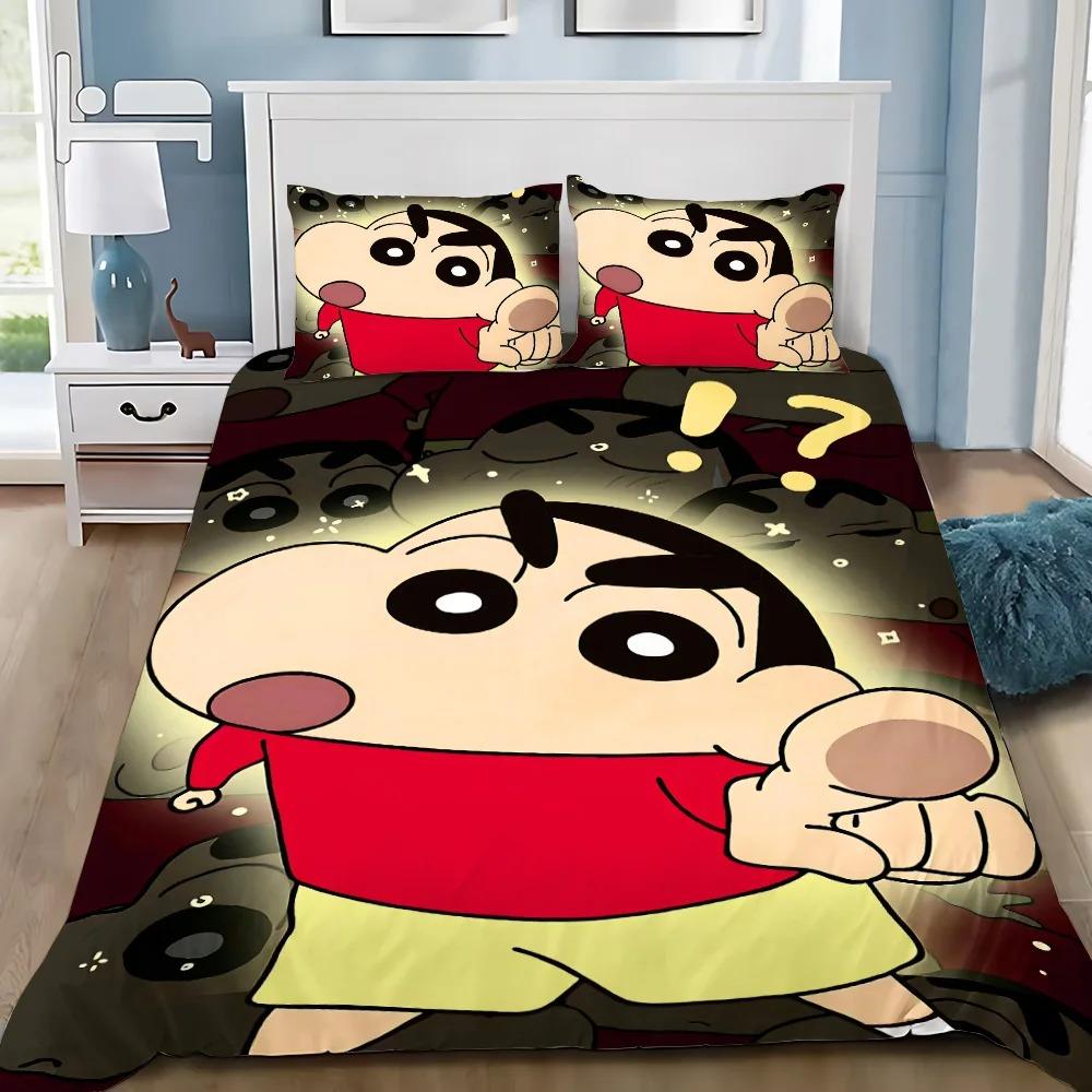 Cute Shin-Chans Catoon Crayon Duvet Cover Set Bedding Set Bedroom Decoration 2/3piece set Youth Kids Girl Boys Gift