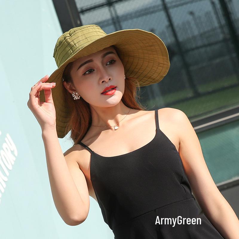 Korean Style Wide Brim Anti-UV Roll-Up Sun Hat for Adults