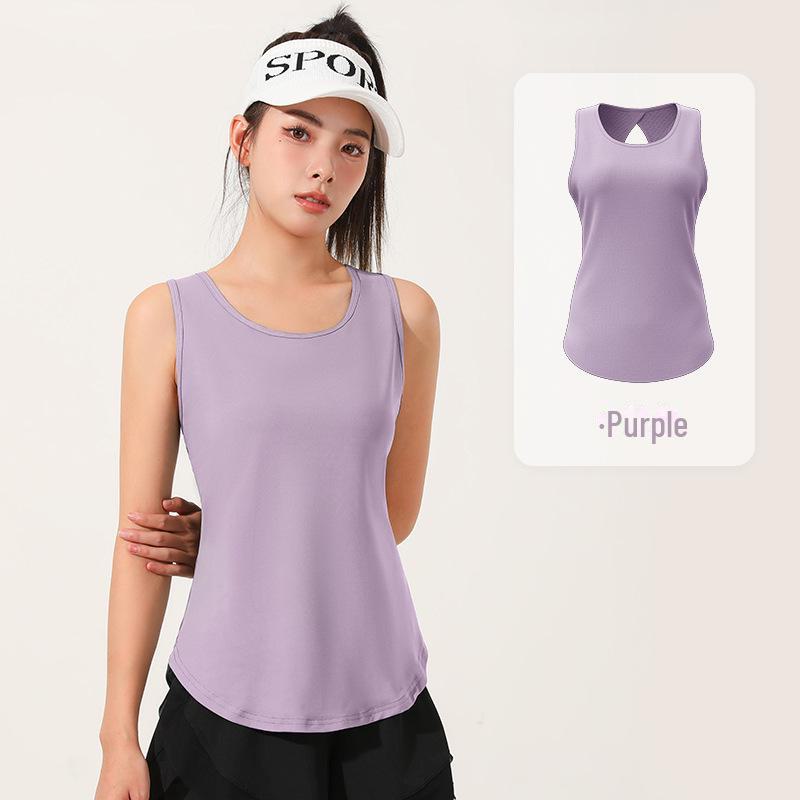 

Женский бесшовный жилет для йоги Juyitang с сетчатой спинкой - дышащий и телесного цвета Large фиолетовый