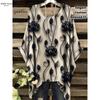T-shirt Elegante Bohemien da Donna Stampa Notte Stellata Bianco Pois su Tutta la Superficie Orlo Asimmetrico Scollo a O Moda Casual Donna Abbigliamento Y2k