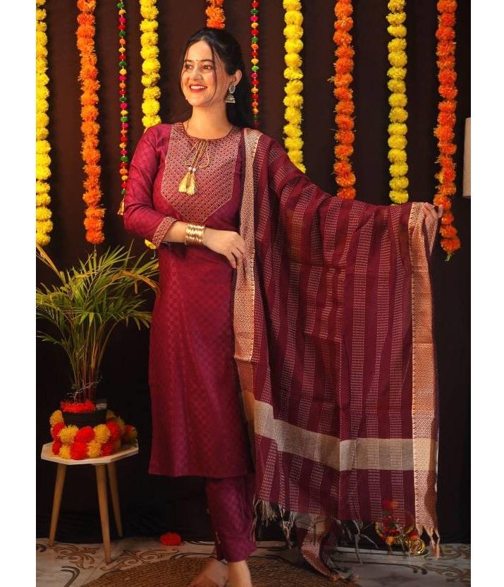 Party Wear Women Wool Kurti Pant Dupatta Set Indian Bollywood Top Tunic Kurti Salwar Suit