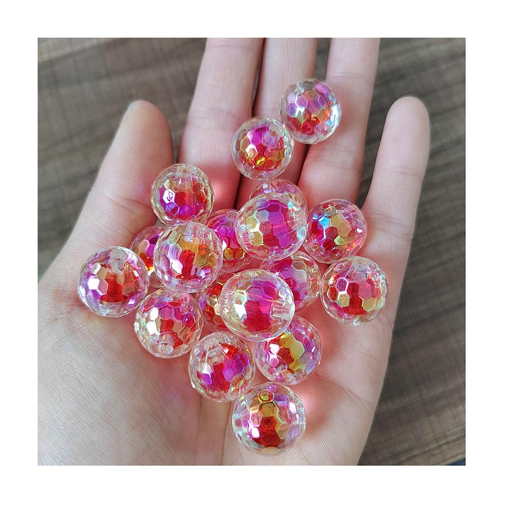 Transparent Color Football Beads AB Round Acrylic Beads Straight Hole Loose Beads DIY Bracelet Jewelry Making