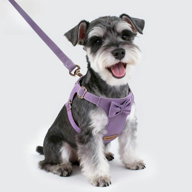 Pet Collars Trendy Premium Suede Dog Harness Leash Set-Adjustable Pet Chest Strap Soft Durable Puppy Kitten Fashion Accessories