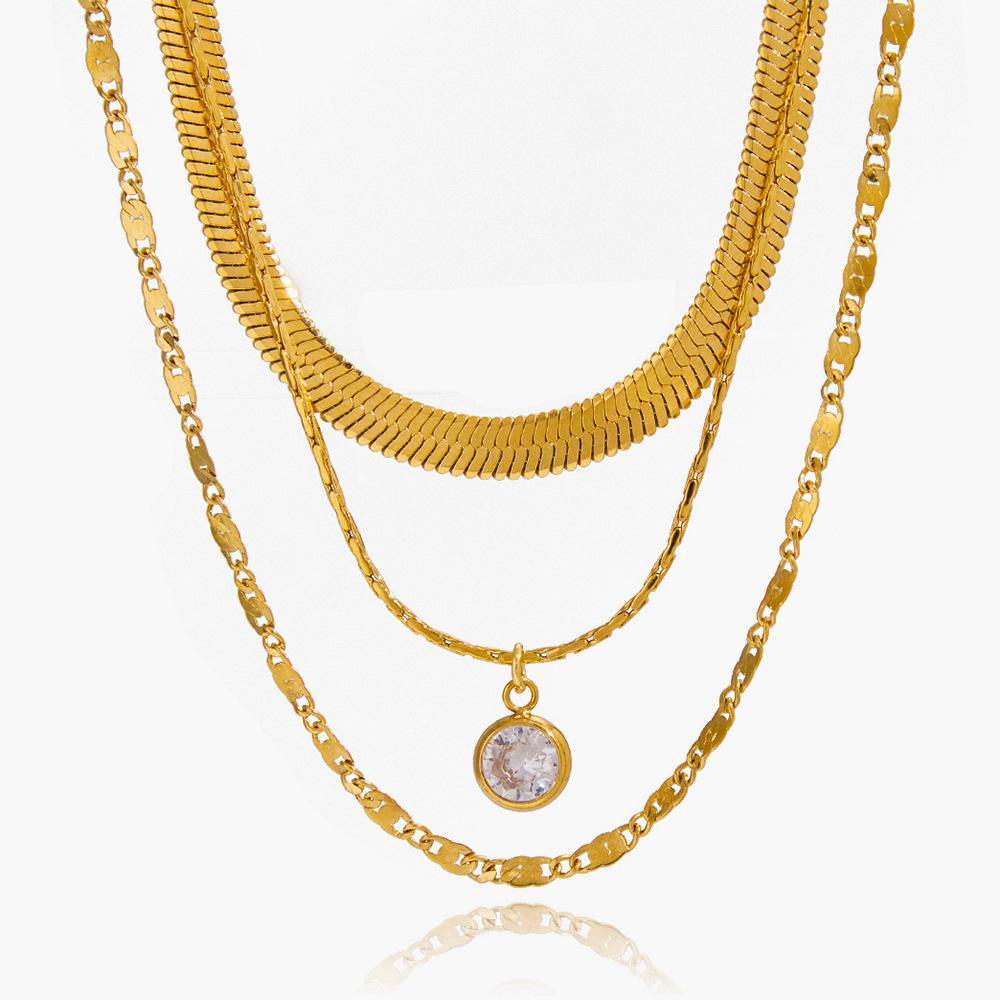 Light Luxury High-end Three-layer Zircon Necklace Jewelry Stacked Collarbone Chain