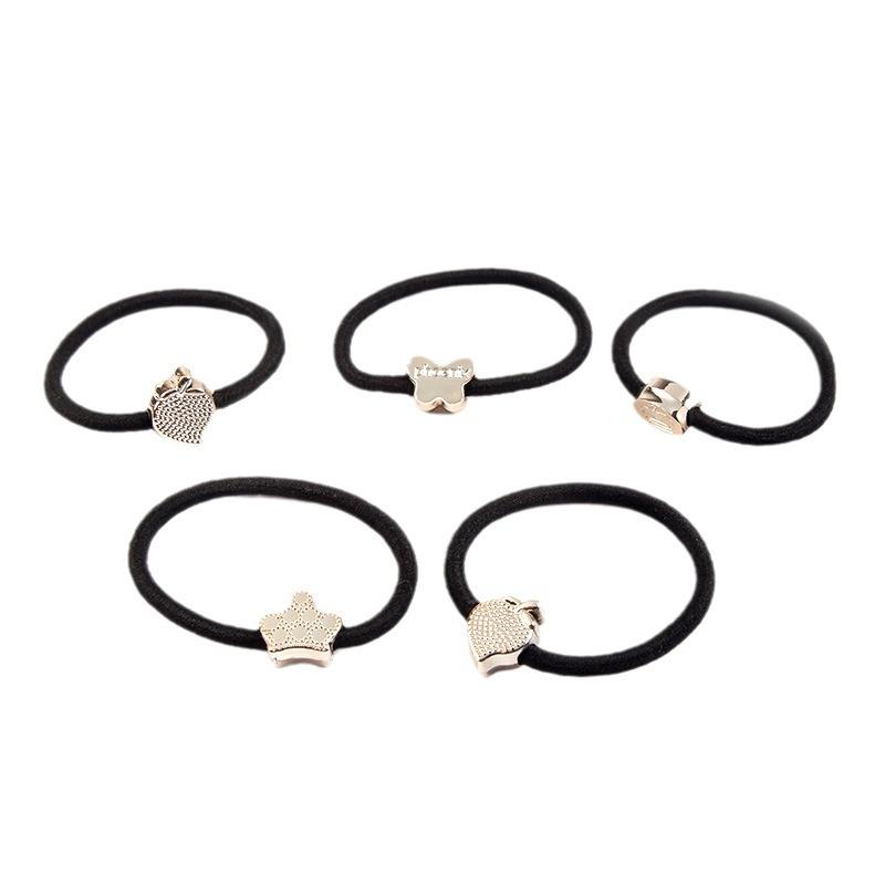 Schwarzes Leder-Haargummi mit Gummiband, Koreanisches Cartoon-Schleifendesign für Frauen