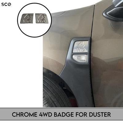 Chrome 4WD Badge For Dacia Duster For Renault Duster 2Pcs Steel 2018-2022