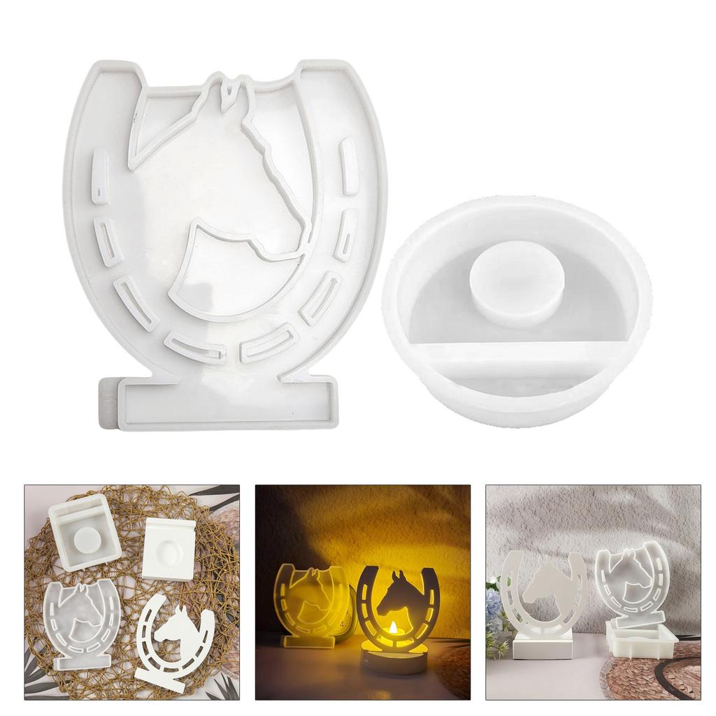 Gypsum Candlestick Silicone Mold Candle Base Mould Horse Head Candle Holder Mold Ornament Home Decoration Mould