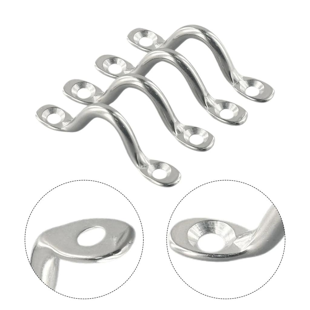 4Pcs Handle 5mm Stainless Steel Wire Eye Strap Boat Marine Tie Down Fender Hooks Canopy Cable Eyes Straps