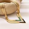 European & American V-Shaped Titanium Steel Necklace with Luxurious Flat Snake Chain - Durable & Fade-Resistant