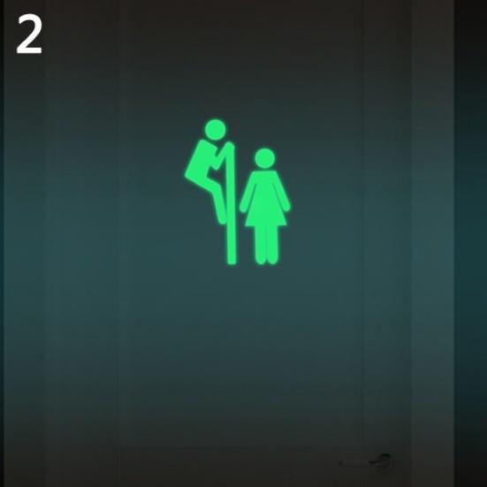 Funny Cartoon Luminous Bathroom Toilet Stickers DIY Home Decor Wall Decoration