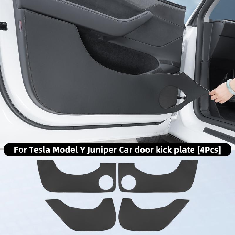 Pour Tesla Model Y Juniper 2025 2026 Protections Anti-Coup de Pied pour Portes de Voiture Protecteur de Panneau Latéral de Porte en Cuir Accessoires Anti-Rayures