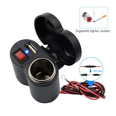 Carregador USB para motocicleta, carregador de celular, tensão de entrada Dc12-45V, parâmetro de saída, 5V/2A, carregador USB de porta única para motocicleta com capa