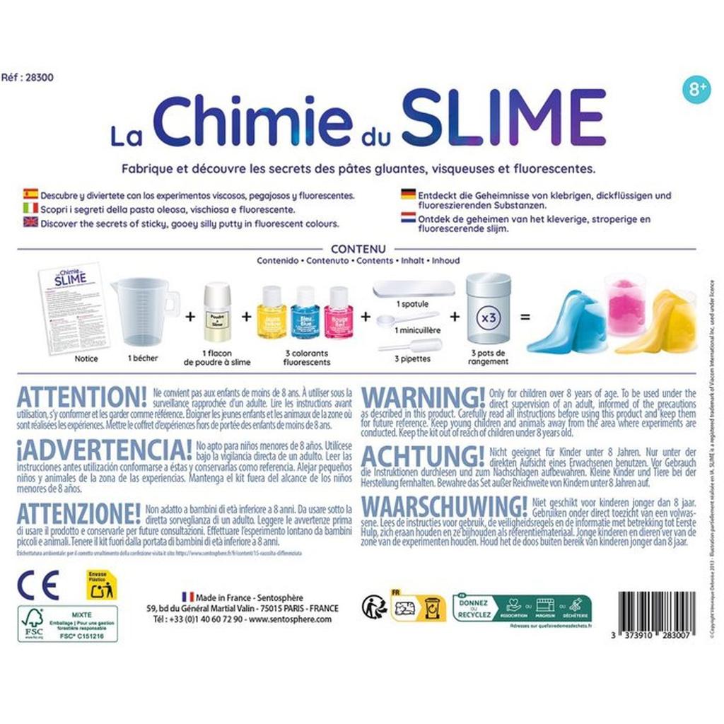 Kit Scientifique - SENTOSPHERE - La chimie du Slime - Pâtes gluantes - Gomme Origine Naturelle - Lavable facilement - Des 8 ans