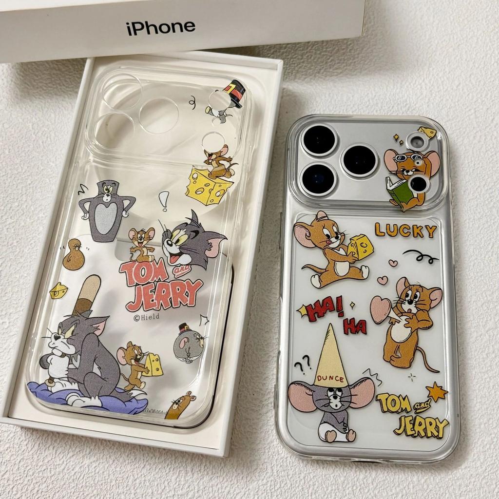 Couple cat and mouse for Apple 17Promax mobile phone case IP16 cartoon 15 transparent space case 14 soft 13