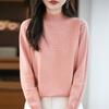 A New Style of Women's Autumn and Winter Hollowed-out Knitted Sweater Paired with A Base Layer A Pullover Long-sleeved and Semi-high-neck Sweater