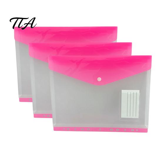 Snap Button Envelope 11 Hole Expanding File Pockets, Reusable PP Document Sleeves, Transparent Tear-resistant Bag Waterproof Organizer for Home Office