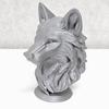 3D Printed Wolf Head Figurine, Realistic Wolf Head Statue with Round Base, Wild Animal Head Sculpture for Home Office Bookshelf
