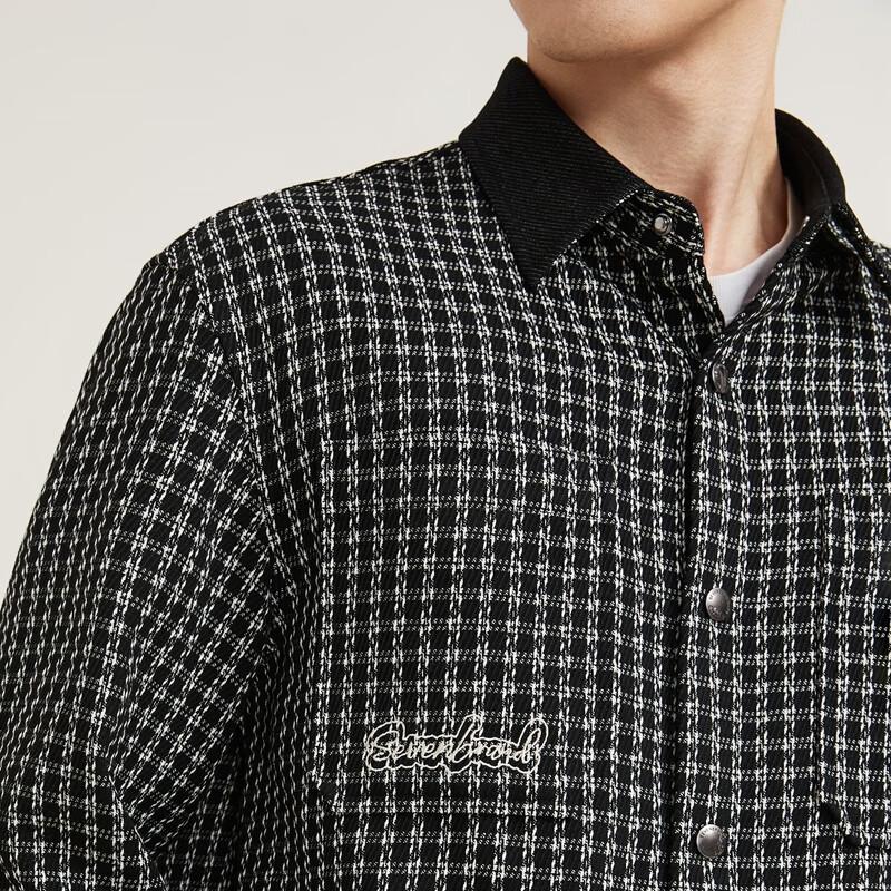 Septwolves Men's Business Casual Plaid Long-Sleeve Shirt