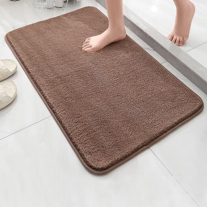 Solid Color Cashmere Bathroom Absorbent Floor Mat Bathroom Non-slip Foot Mat Entrance Door Mat Bedroom Living Room Entrance Carpet