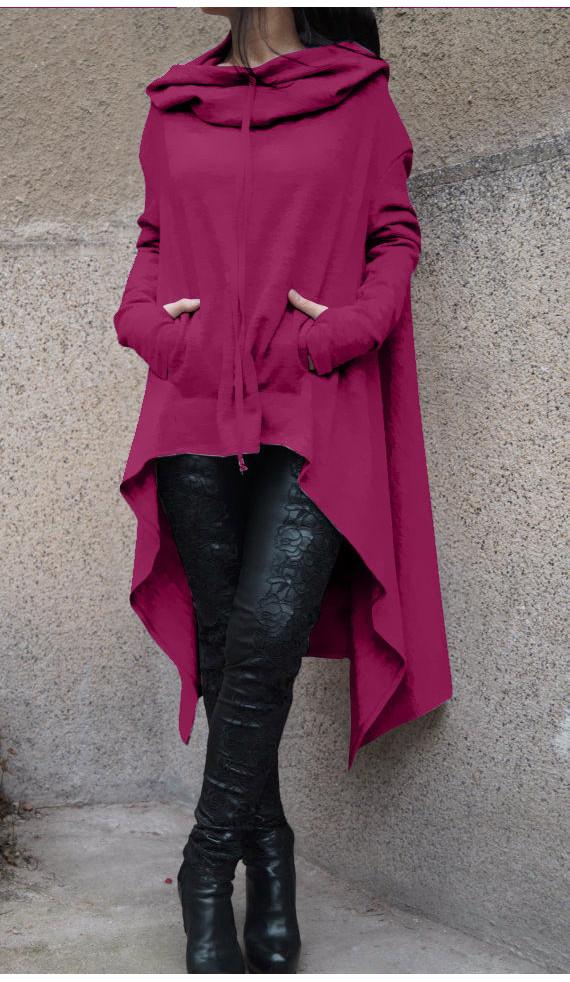 Felpa con Cappuccio da Donna Pulli Con Cappuccio Asimmetrico Lungo e Design Accogliente del Maglione