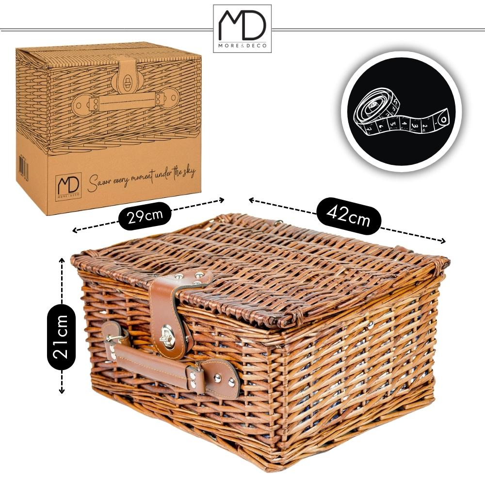 Korgkorg för picknick för 4 personer, bestickset, present för en romantisk resa