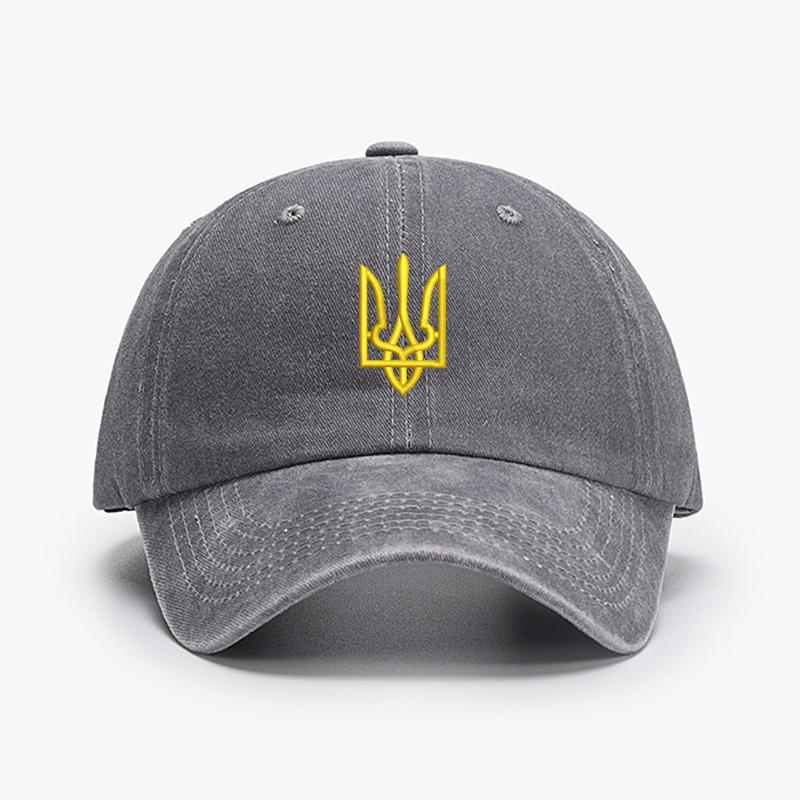 Embroidery Ukraine Trident Symbol Cotton Washed Fashion Sports Baseball Cap Adjstable Hip Hop Urban Street Style Dad Hat Visor Protection Snapback