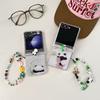 3D Panda Cute Cat Wrist Strap Phone Case for Samsung Galaxy Z Flip 7 FE 6 5 4 3 Flip7 Flip6 Hinge Protective Cover
