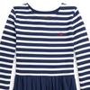 Polo Ralph Lauren Dress Logo Striped Round Neck Mid-Length Long Sleeve Kids Dresses Navy-Blue 313890249-002