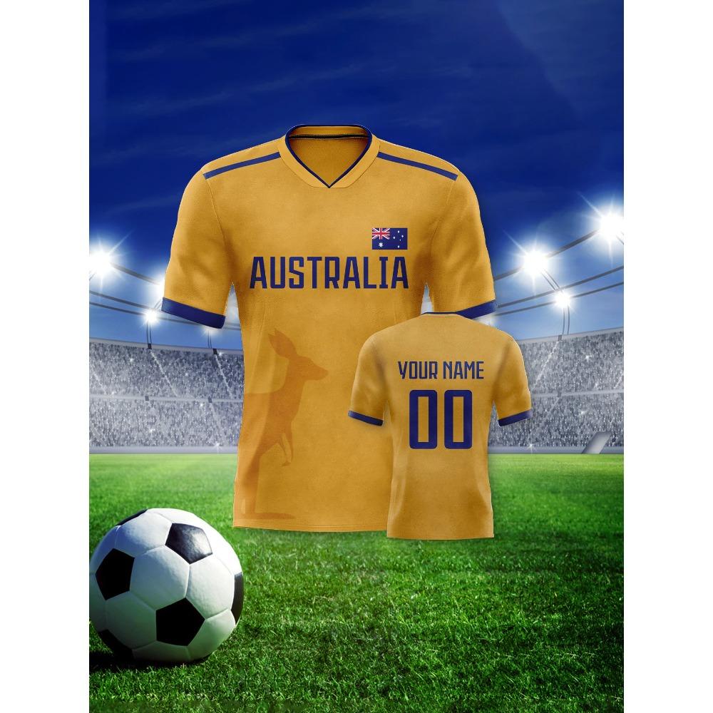 Maglie da Calcio Australia Personalizzate per Uomo con Nome Numero Personalizzato Maglietta da Calcio Maglia da Allenamento per Donne Bambini