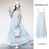 Temperament Thin Blue Sleeveless Dress Children's Summer New High-end Seaside Vacation Dress