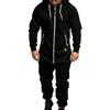 Heren eendelige jumpsuit met capuchon, effen kleur, lange mouwen, winter, warm, casual trainingspak met rits