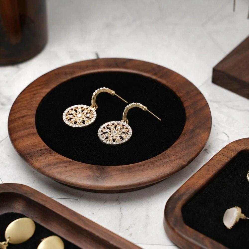 Exquisite Earrings Display Tray Geometry Ring Earring Holder Simple Wood Rings Tray  Home