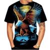Summer Round Neck 3D Eagle Print Top Fashionable Casual Short Sleeved Men's T-shirts