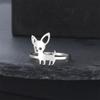 My Shape Chihuahua Dog Rings for Women Girls Stainless Steel Hollow Out Dog Puppy Animal Pets Finger Rings Fashion Jewelry Gifts