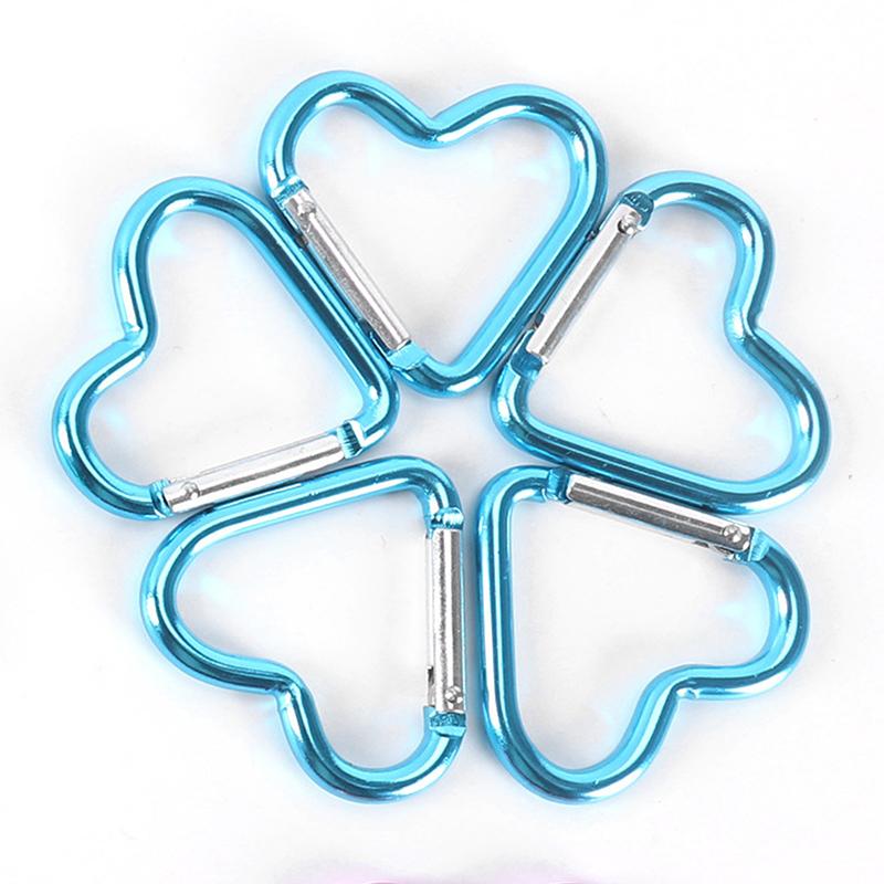 Heart-Shaped Aluminum Carabiner Key Chain Clip Outdoor Keyring Hook Water Bottle Hanging Buckle Travel Kit Accessories