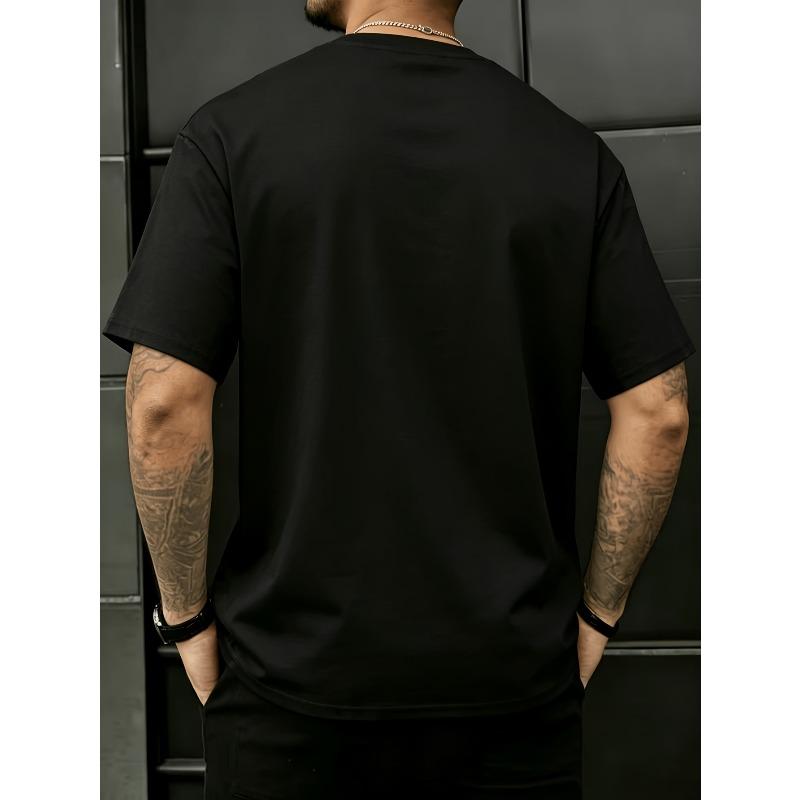 Europäische Größen Herren Grafik-T-Shirt Bedruckt mit Lustiger Illustration von Mann fällt von Flugscheibe in Loch Klassisch