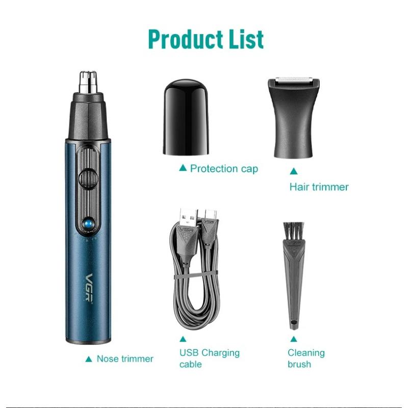 Multifunctional VGR Mini 2-in-1 USB Electric Shaver Hair Deep Cleaning Set Men's Shaver Shaver Nose Hair Trimmer Hair Removal  Personal Care V-626