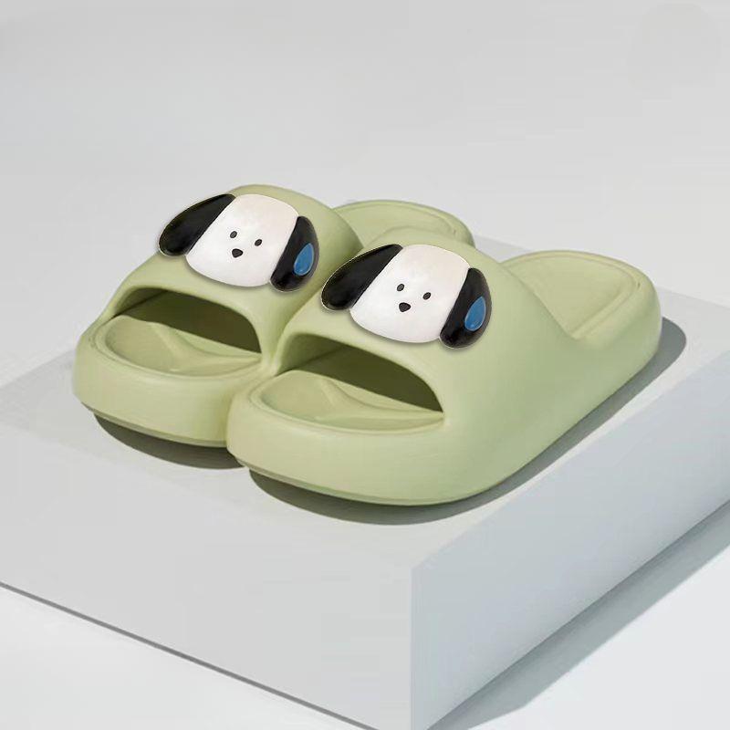 WTEMPO Cute Slippers Women's Cartoon Dog Soft Sole and Flat Heel Anti Slip Thick Sole Comfortable Casual Indoor Bathroom Odor Resistant Slippers