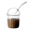 Clear Milk Tea Cup Stripe Pattern Drinking Cup Ins Glass Straw Cup  Gift