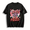 Love You To Pieces Puzzle Heart Print Couple Short Sleeve Tee Pure Cotton T-shirt