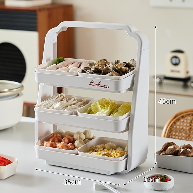 Multi-Layer Kitchen Hot Pot Side Dish Tray - Large Capacity Storage Plate