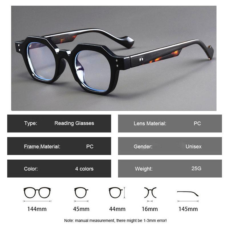 Reading Glasses Man High Quality Vintage Women's Presbyopia Glasses Polygon Hyperopia Spectacles Frame Male +1.0+1.5+2.0+2.5+3.0