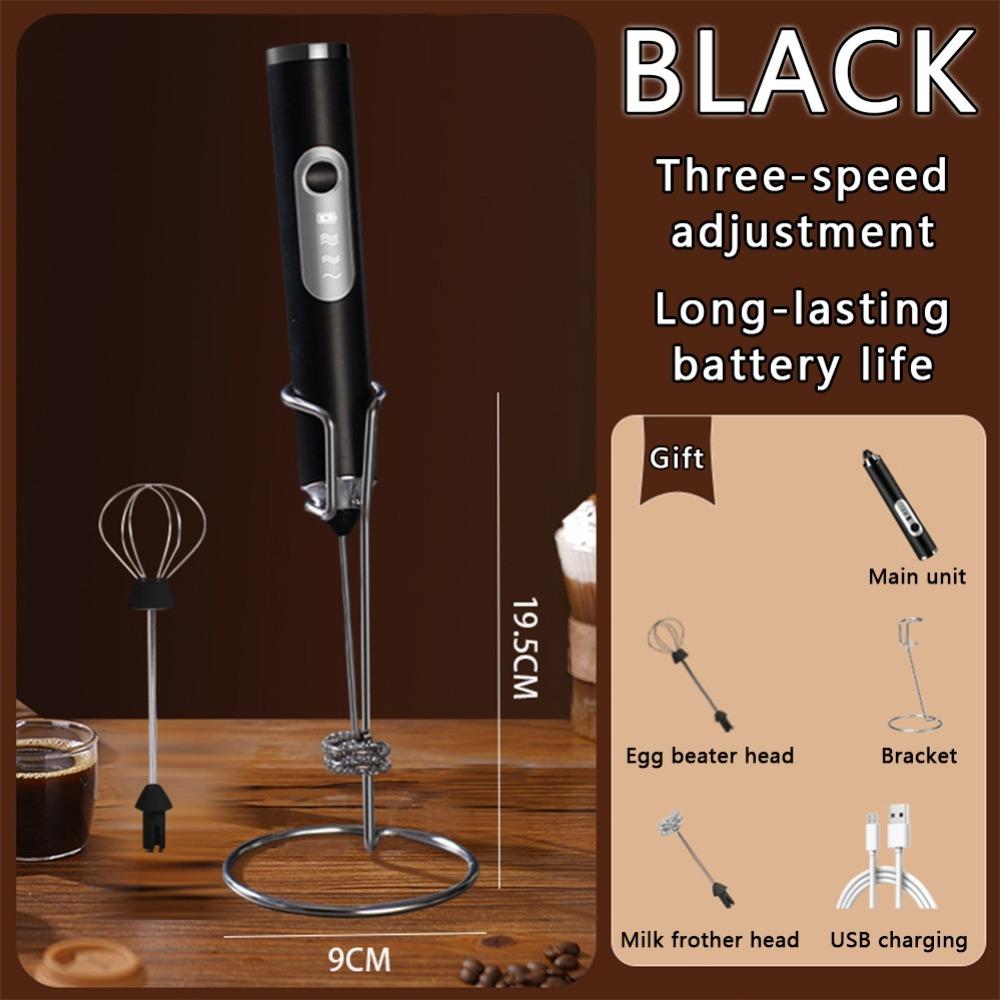 3-Gang-Geschwindigkeit Elektrischer Milchaufschäumer USB-wiederaufladbar Schaummixer Getränkemischer Eierrührgerät Sahne
