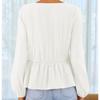Women's T-shirt Solid Color V-neck Long Sleeved Tied Bow Top