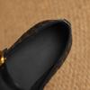 Fashion Women's new genuine leather printed cowhide square head metal elastic belt buckle low heel plus size Mary Jane single shoe