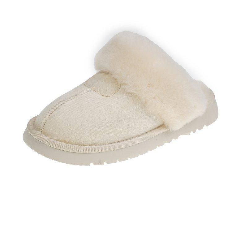 Fur integrated fluff slippers women's outer wear 2025 new bag head thick-soled snow boots heightened half-tow wool slippers